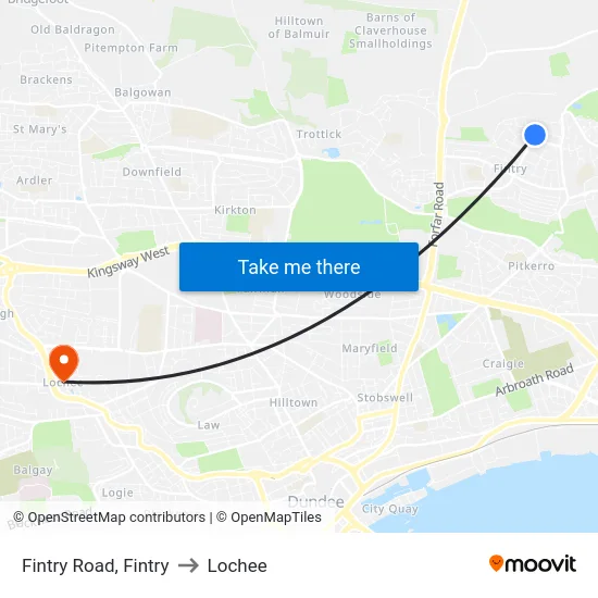 Fintry Road, Fintry to Lochee map