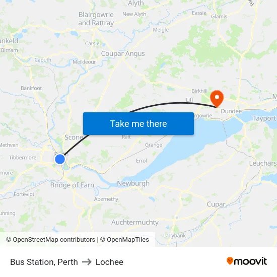 Bus Station, Perth to Lochee map