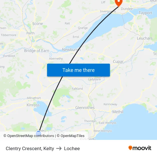 Clentry Crescent, Kelty to Lochee map