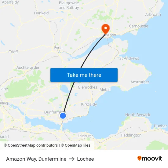 Amazon Way, Dunfermline to Lochee map