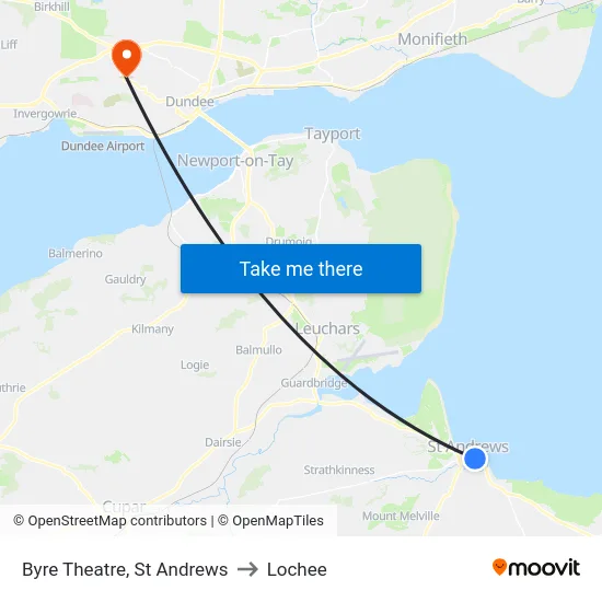 Byre Theatre, St Andrews to Lochee map