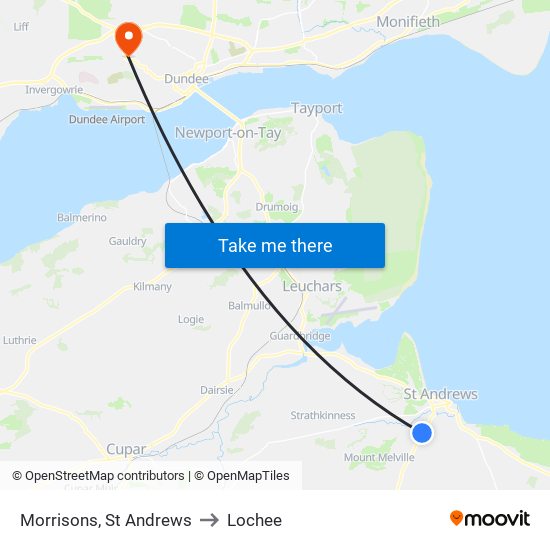 Morrisons, St Andrews to Lochee map