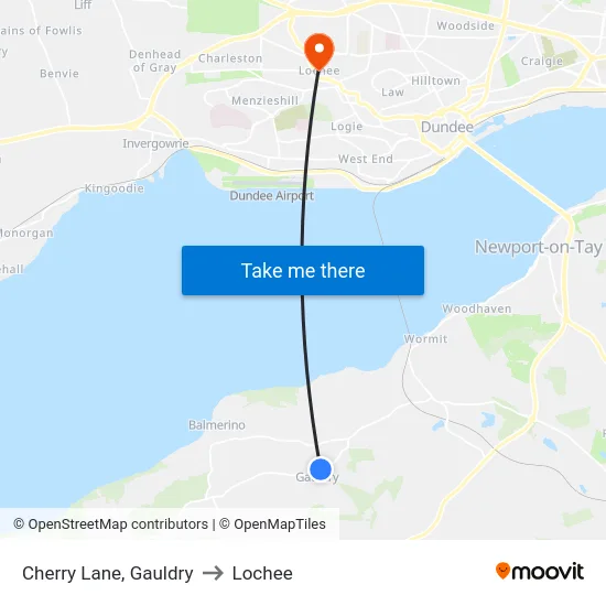 Cherry Lane, Gauldry to Lochee map