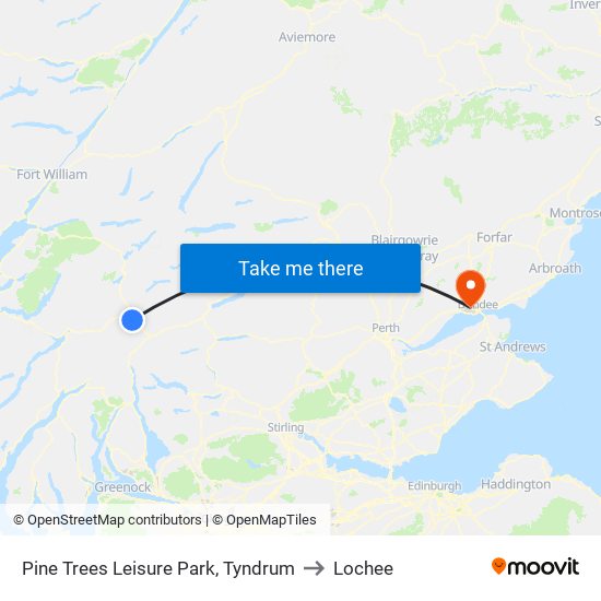Pine Trees Leisure Park, Tyndrum to Lochee map