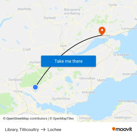 Library, Tillicoultry to Lochee map
