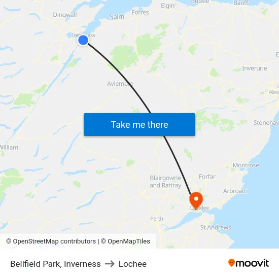 Bellfield Park, Inverness to Lochee map