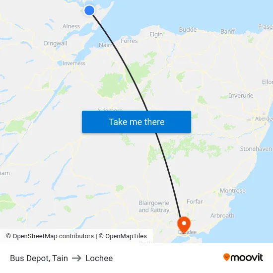 Bus Depot, Tain to Lochee map