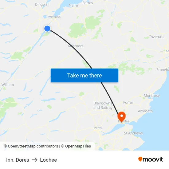 Inn, Dores to Lochee map
