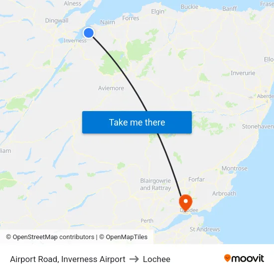 Airport Road, Inverness Airport to Lochee map
