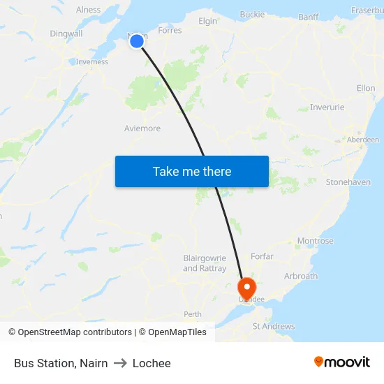 Bus Station, Nairn to Lochee map