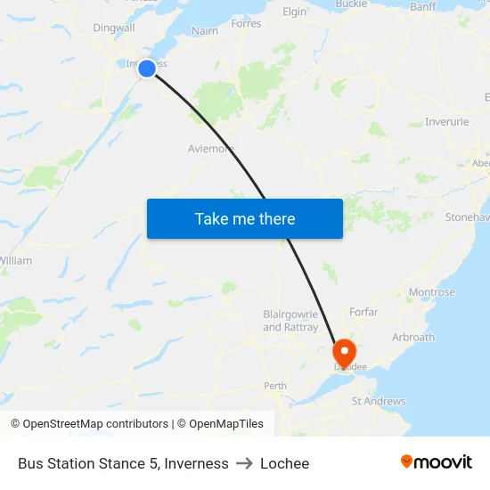 Bus Station Stance 5, Inverness to Lochee map