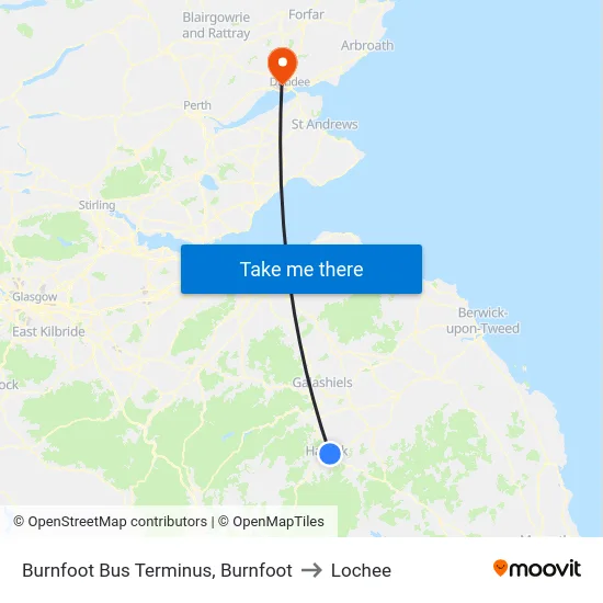 Burnfoot Bus Terminus, Burnfoot to Lochee map