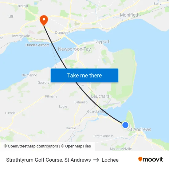 Strathtyrum Golf Course, St Andrews to Lochee map