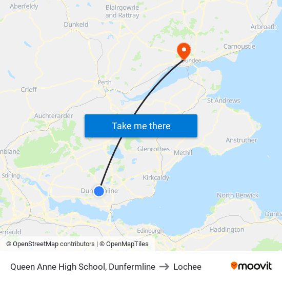 Queen Anne High School, Dunfermline to Lochee map