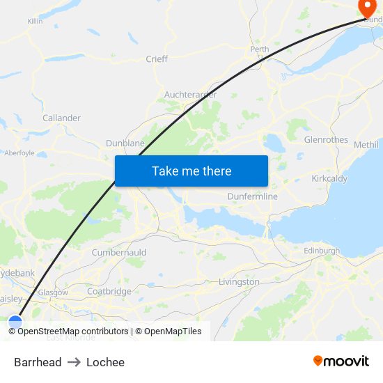 Barrhead to Lochee map