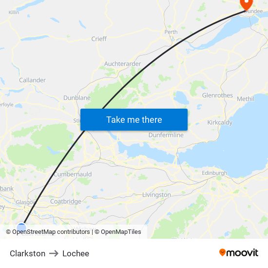 Clarkston to Lochee map