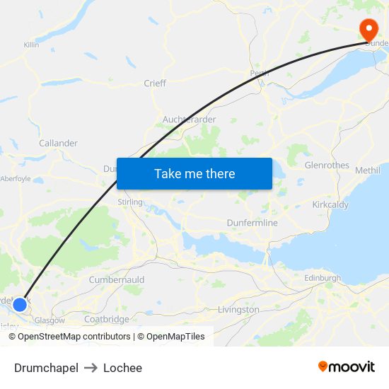Drumchapel to Lochee map