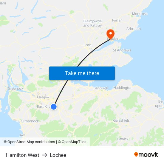 Hamilton West to Lochee map