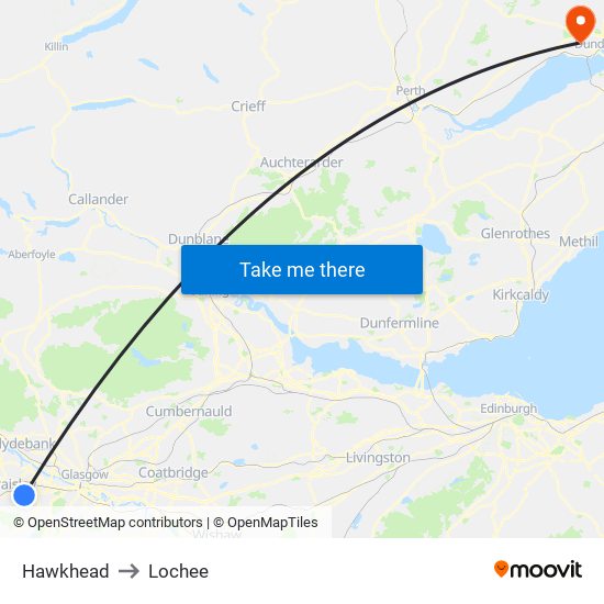 Hawkhead to Lochee map