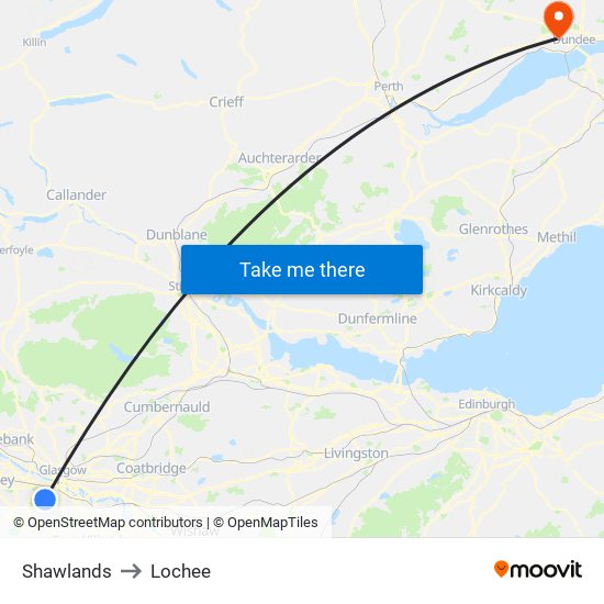 Shawlands to Lochee map