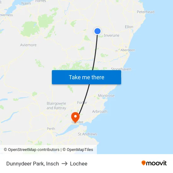 Dunnydeer Park, Insch to Lochee map