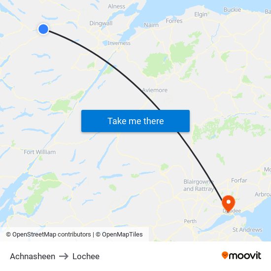 Achnasheen to Lochee map