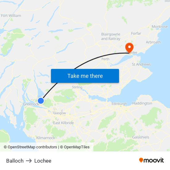 Balloch to Lochee map