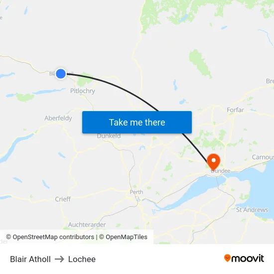Blair Atholl to Lochee map