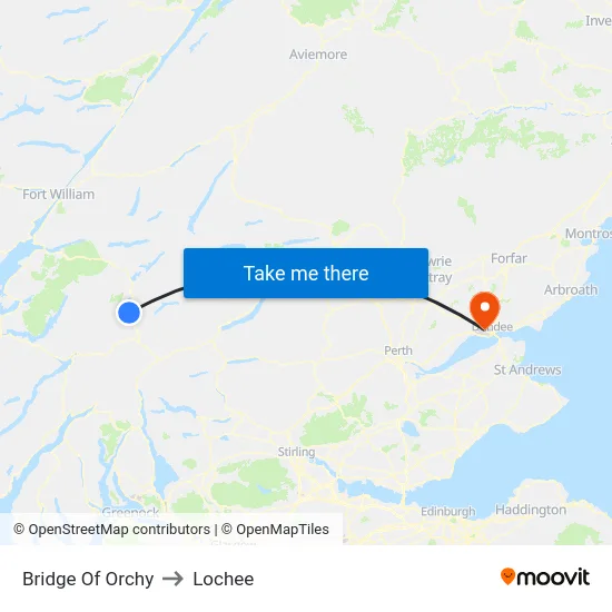 Bridge Of Orchy to Lochee map