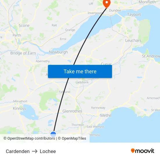 Cardenden to Lochee map