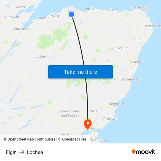 Elgin to Lochee map