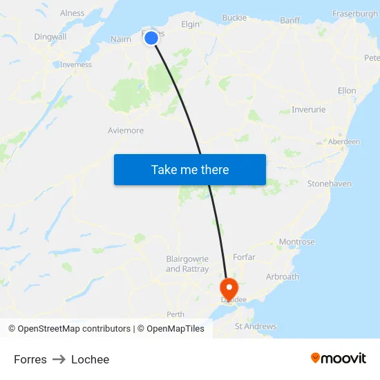 Forres to Lochee map