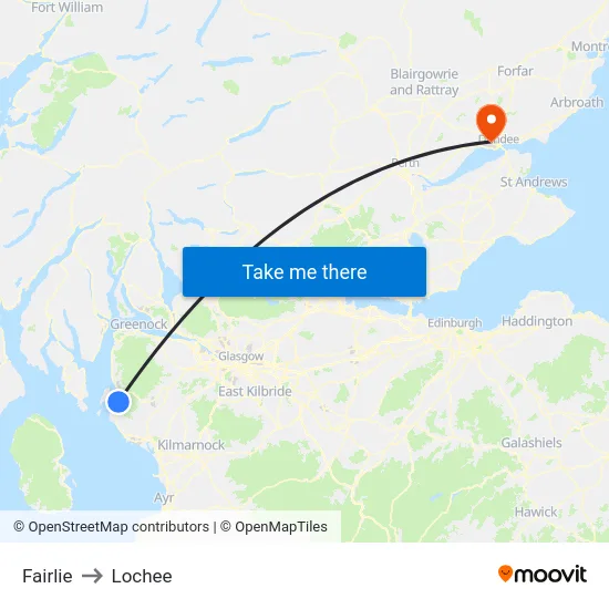 Fairlie to Lochee map