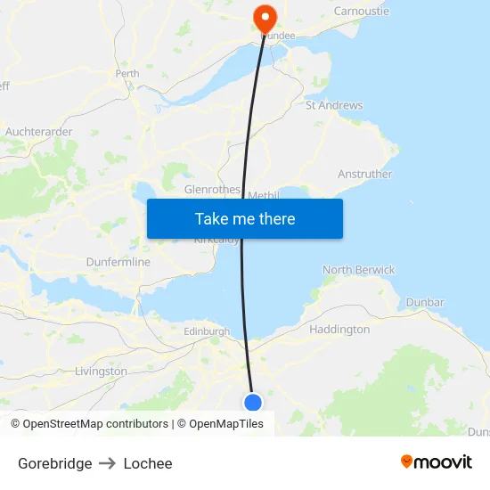 Gorebridge to Lochee map
