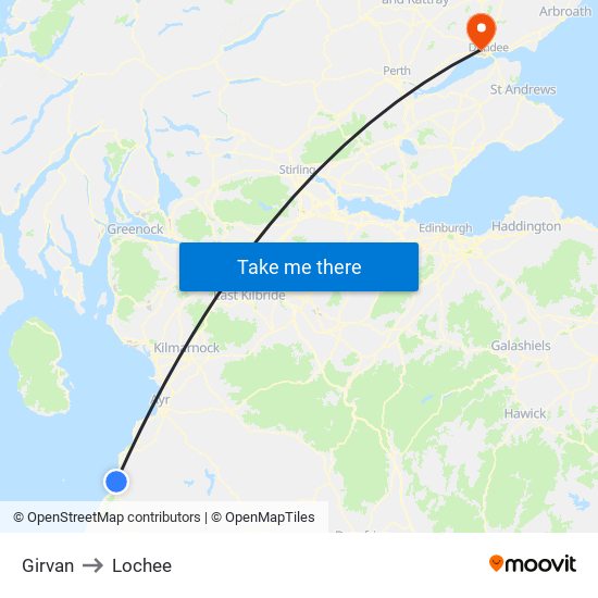 Girvan to Lochee map
