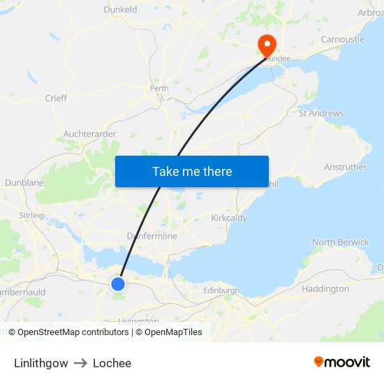 Linlithgow to Lochee map