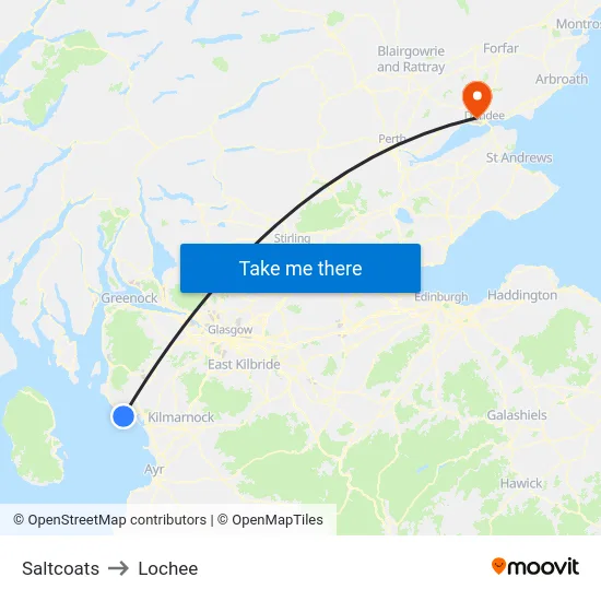Saltcoats to Lochee map