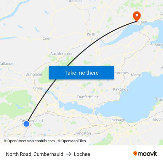 North Road, Cumbernauld to Lochee map