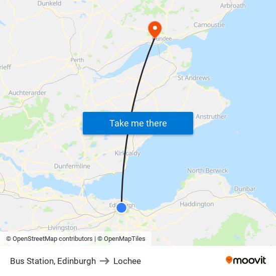 Bus Station, Edinburgh to Lochee map