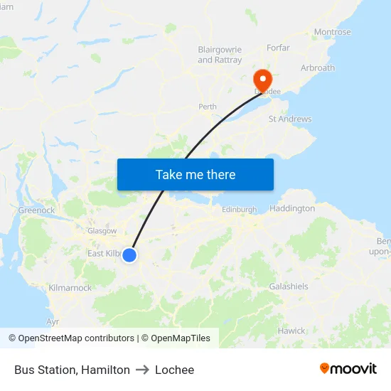 Bus Station, Hamilton to Lochee map