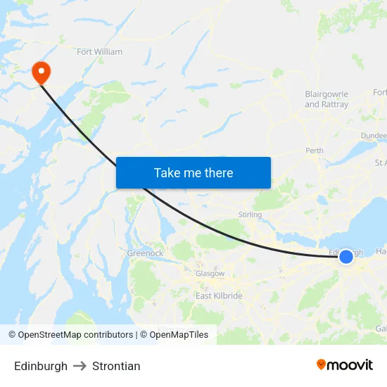 Edinburgh to Strontian map
