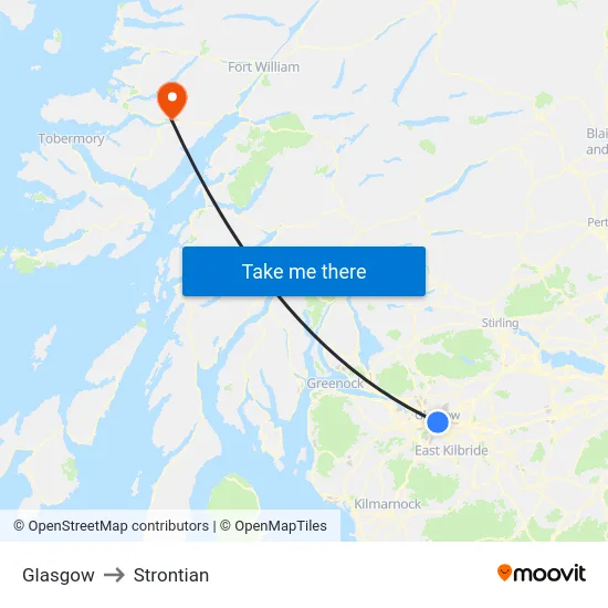 Glasgow to Strontian map