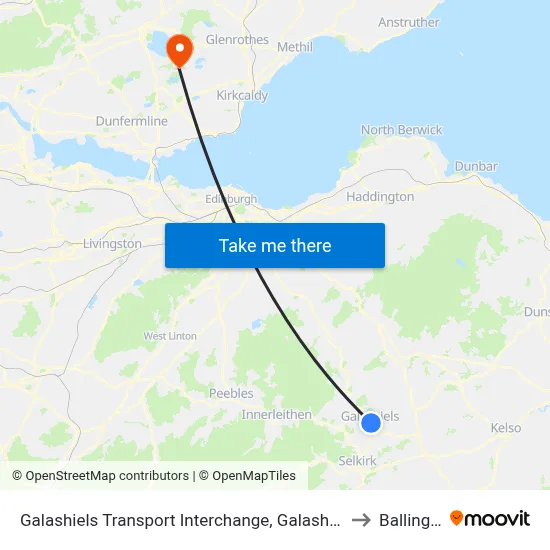 Galashiels Transport Interchange, Galashiels to Ballingry map