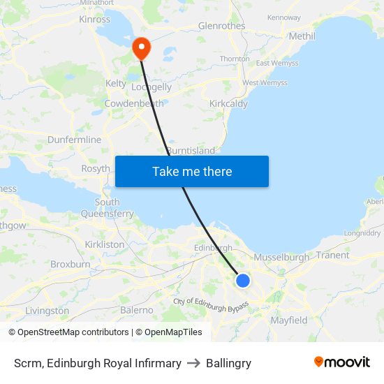 Scrm, Edinburgh Royal Infirmary to Ballingry map