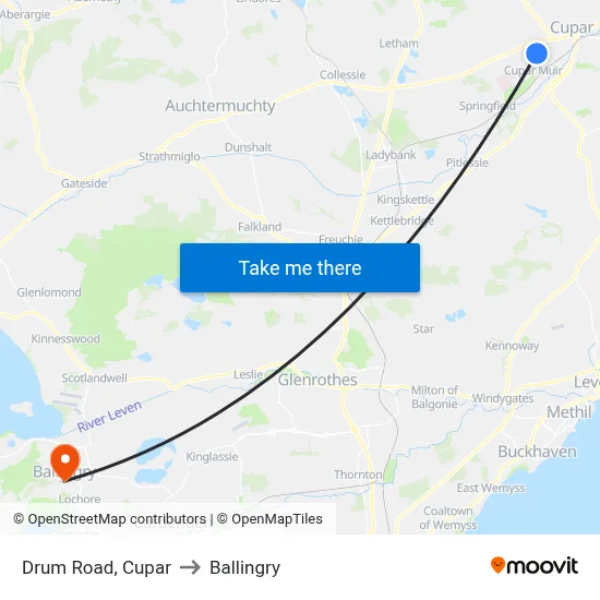 Drum Road, Cupar to Ballingry map