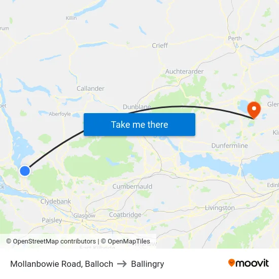 Mollanbowie Road, Balloch to Ballingry map
