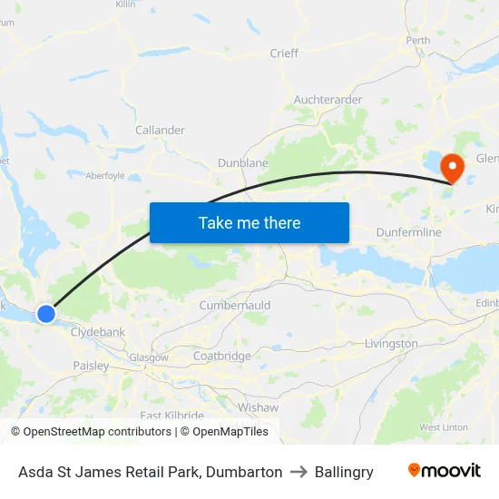 Asda St James Retail Park, Dumbarton to Ballingry map