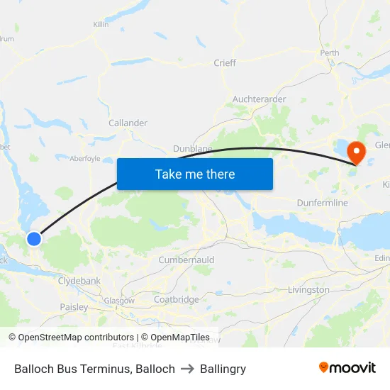 Balloch Bus Terminus, Balloch to Ballingry map