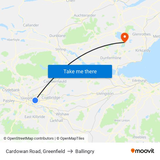Cardowan Road, Greenfield to Ballingry map
