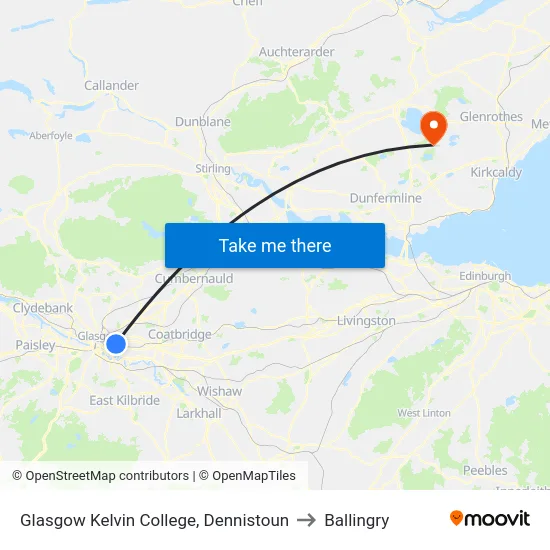 Glasgow Kelvin College, Dennistoun to Ballingry map